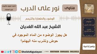 صورة هل يجوز الوضوء من الماء الموجود في حوض وتشرب منه البهائم؟ الشيخ الغديان - مشروع كبار العلماء