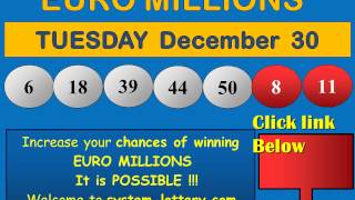 Results Euromillions Tuesday December 30 winning numbers