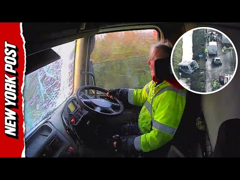 Moment Truck Driver Causes Horrific Accident Because Windshield was Fogged Up