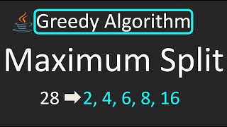 YouTube video 'LeetCode - 2178. Maximum Split of Positive Even Integers | Greedy Algorithm | Java'