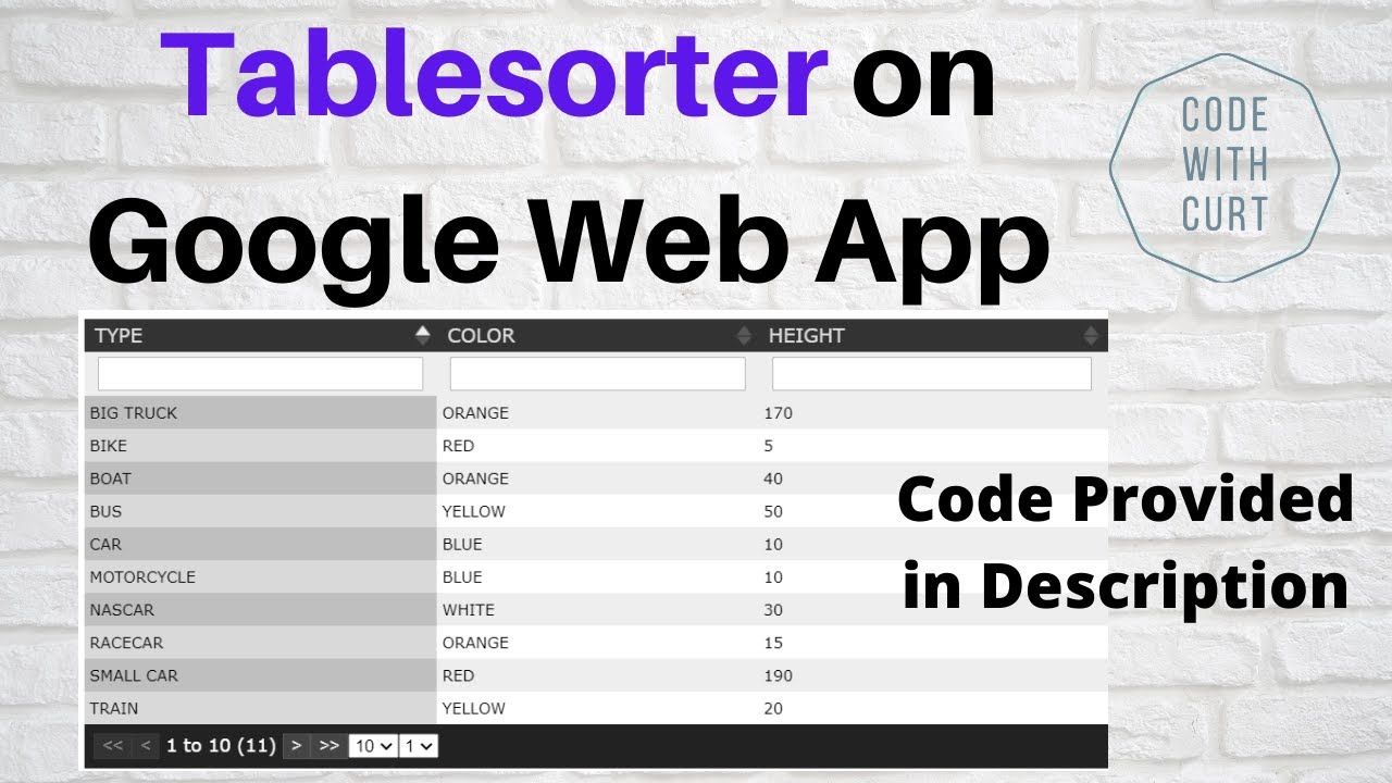 Tablesorter on Google Web App