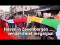 Een gebreide sjaal van anderhalve kilometer rond de haven van Zevenbergen.