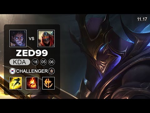 ZED99 Zed Mid vs Sylas - KR Challenger - Season 11 Patch 11.17