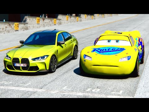 Lightning McQueen Yellow Edition vs BMW M3 G80 Competition at Top Gear Track