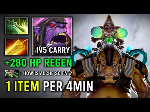 WTF 9Min Radiance & 1 Item Per 4Min Max 280 HP Regen 1v5 Hyper Tank Carry Butterfly Alchemist Dota 2