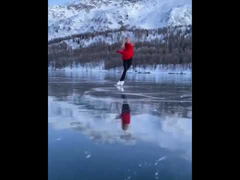 Watch Ice skating amongst the mountains in Graubünden, switzerland ❄️😍