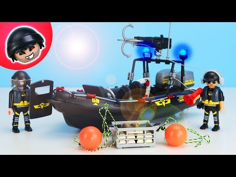 Polizei Einsatz mit SEK Schlauchboot - Playmobil Polizei - KARLCHEN KNACK