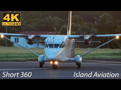 (4K) Air Cargo Carriers Short 360 taxi and departure from St Kitts to San Juan Puerto Rico