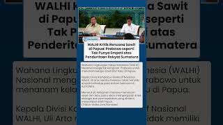 WALHI Kritik Rencana Sawit di Papua: Prabowo seperti Nirempati atas Penderitaan Rakyat Sumatera