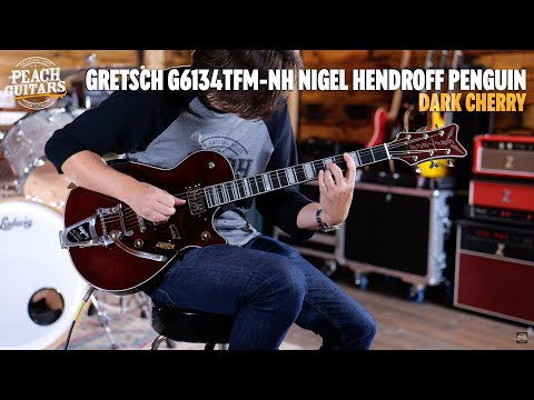 Gretsch G6134TFM-NH Nigel Hendroff Signature Penguin Dark Cherry Metallic Flame image 12