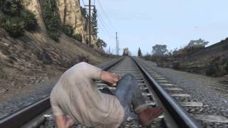 Trevor wakes up on the tracks