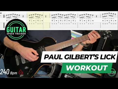 Alternate Picking Guitar Exercise for Speed – Paul Gilbert Swiping Play Along (100–240 BPM)