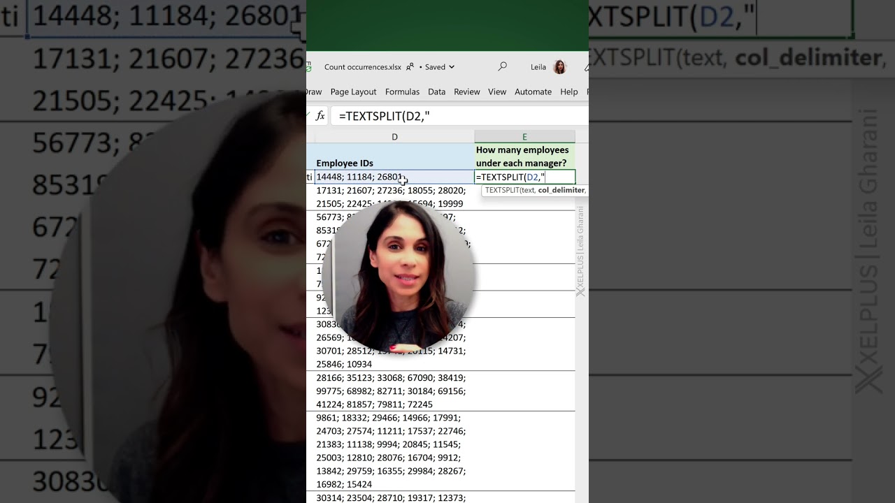 Count Occurrences of Text in Excel with TEXTSPLIT and COUNTA #shorts