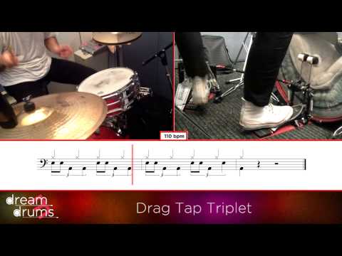 Bass Drum Snare Drum Technique 110 bpm Drag Tap Triplet Left Foot