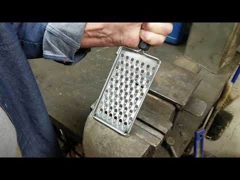 The cheesy cheese grater sharpening session.