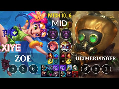 DMO xiye Zoe vs Heimerdinger Mid - KR Patch 10.16