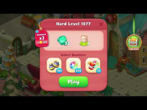 Gardenscapes 1877 Hard Level - 17 moves - NO BooSTERS