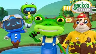 Muddy Puddle Slide! 🚜💦 | Gecko's Garage 🚚 | Cartoons For Kids | Toddler Fun Learning
