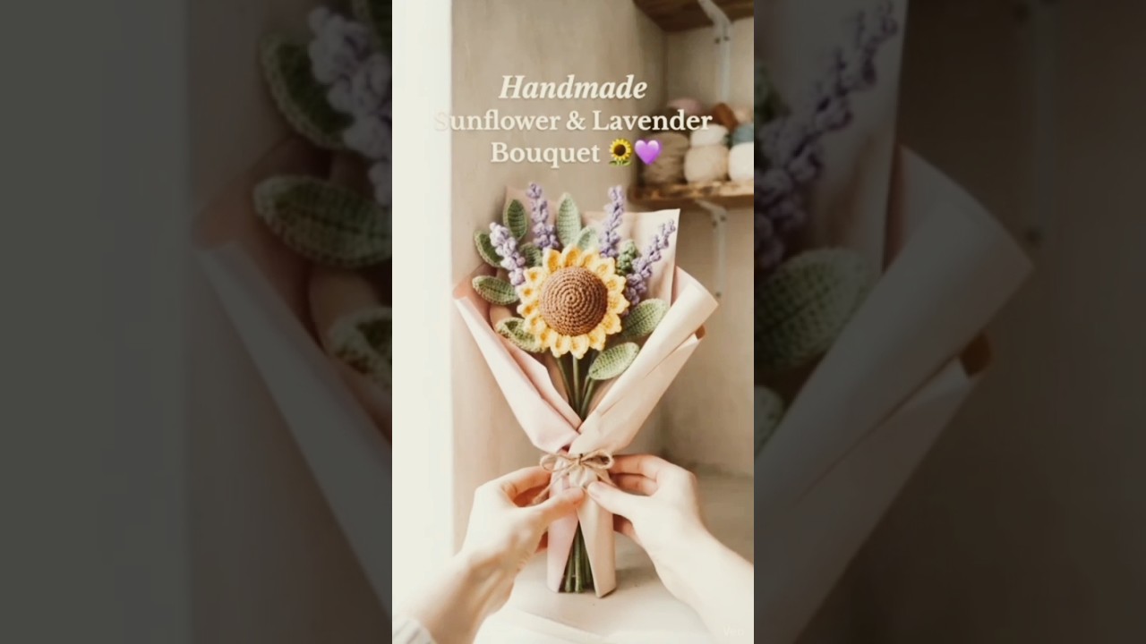 handmade sunflower & lavender bouquet #shorts #crochet #crocheting #trending #viral