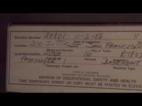 ? Mod. by ? Bottom Drive Winding Drum Swing Door Elevator at 310 Sutter St. in San Francisco, CA