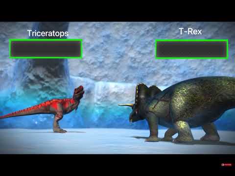 Triceratops vs T-Rex but with healthbars