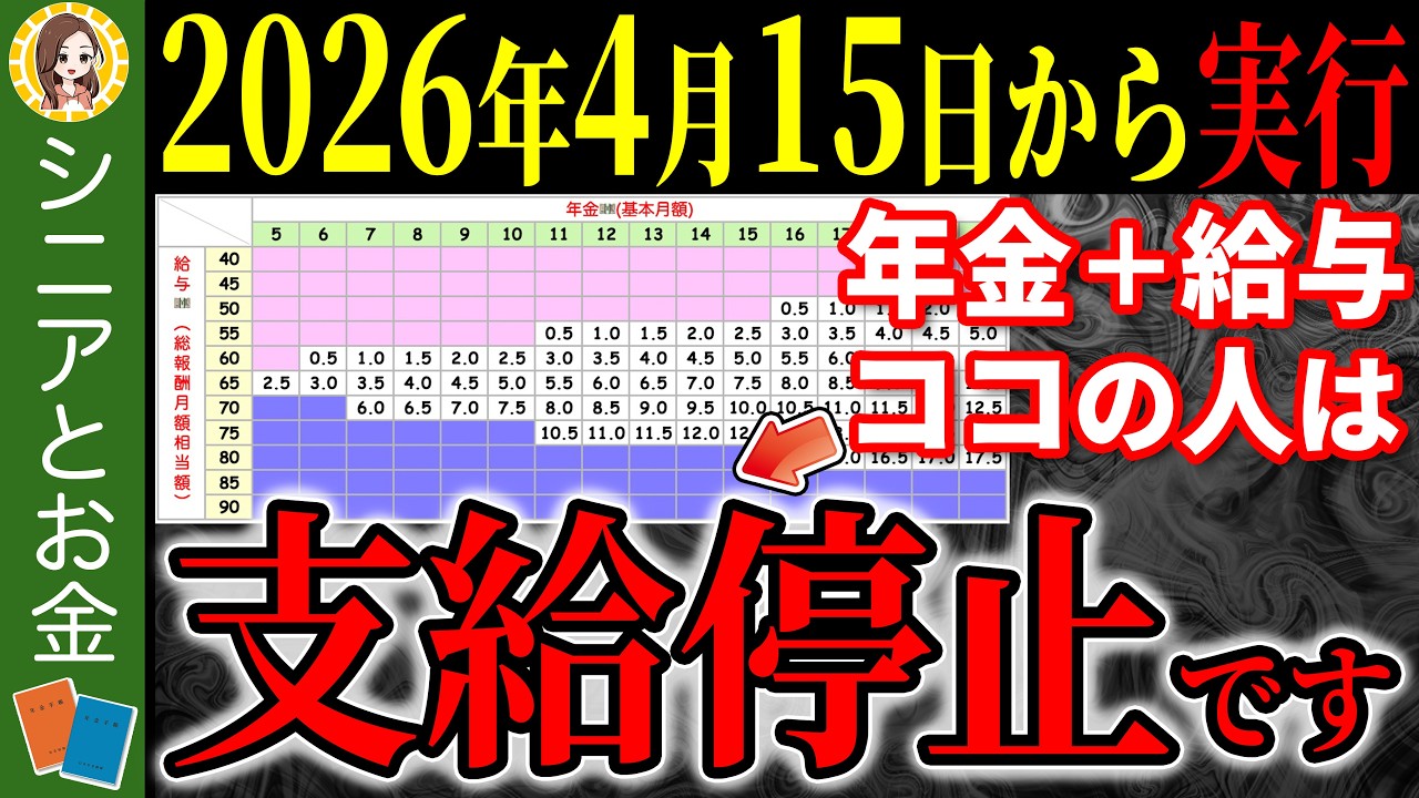 【2026年4月〜】年金カットのルール大幅に変わります！60歳以上の人は今すぐ絶対確認して！【在職老齢年金】