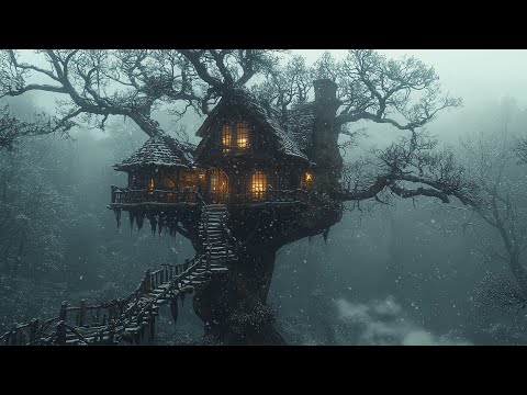 Snowstorm in the Old Wooden House | Blizzard Sound While Sleeping | Howling wind and blowing snow