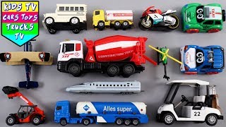 Learn Vehicles For Kids | Cement Mixer Trailer Truck Bullet Train London Taxi School Bus | Kids TV