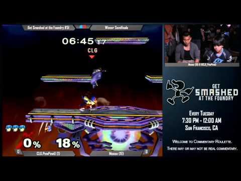Get Smashed at the Foundry #51 - Winner Semifinals: CLG.PewPewU (Marth) vs Moose (Falco)