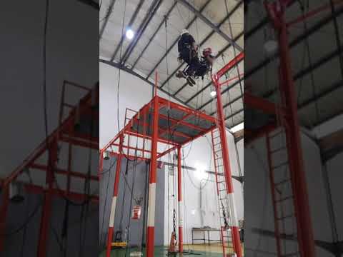 Rope Access Technician Rescue Aid Climb Lowering Casualty By Rope