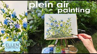 how I paint Watercolor Plein air hydrangeas