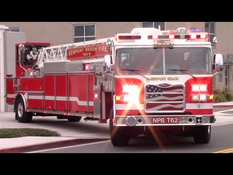 Full House Response - Newport Beach Fire Dept. Truck 62 Engine 62 & Medic 62 Responding