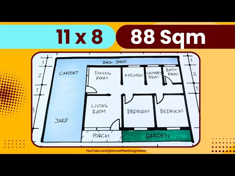 11x8 House Plan Design 88 square meter 2 Bedroom