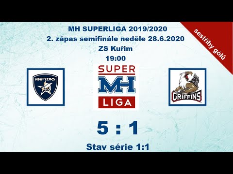 MH SUPERLIGA 2. zápas Semifinále 2019/2020 Raptors vs Griffins 5:1 - sestřih gólů
