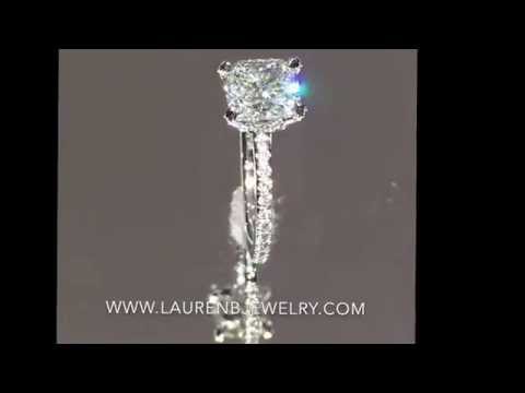 1.50 ct Cushion cut Diamond Micropave Engagement Ring