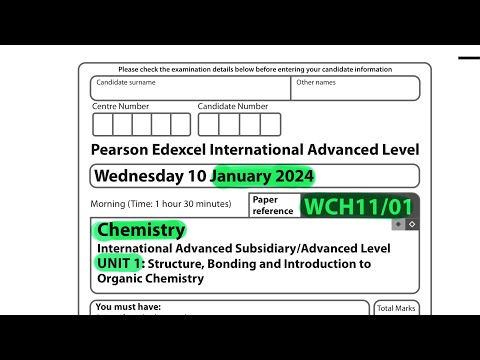 A level | Chemistry | Unit 1 | January 2024