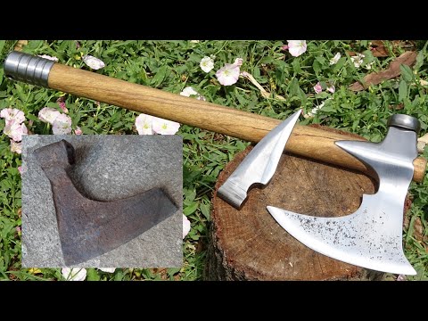 Transforming an Old Ax into a Camping Ax ! bushcraft camp ax