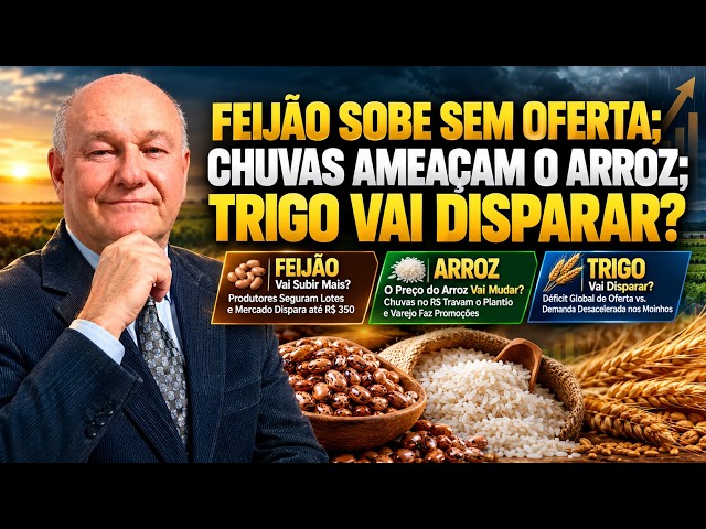 Feijão Sobe sem Oferta; Chuvas Ameaçam o Arroz; Trigo Vai Disparar?