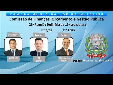 26ª REUNIÃO ORDINÁRIA: Comissão de Finanças, Orçamento e Gestão Pública