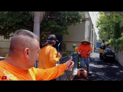 Así se trabaja en Los Ángeles CA/ Asfalto en Cemento. Chulada!…