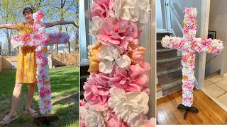 Flower decorated cross for your next Easter, wedding, baptism or christening!