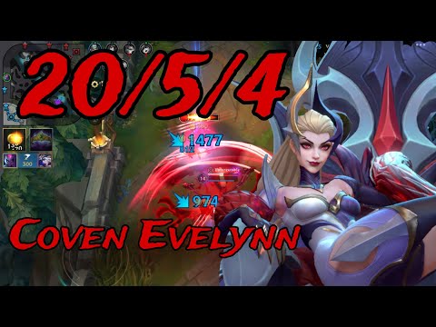 Coven Evelynn Wild Rift Gameplay | 20 Kills | Tips & Tricks | Patch 4.4c |