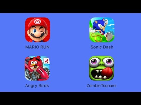 Super Mario Run, Sonic Dash, Angry Birds Go!, Zombie Tsunami [iOS Gameplay] Video