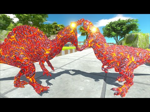 LAVA SPINOSAURUS VS BATMAN - Jurassic World Evolution 3 Lava - Animal Revolt Battle Simulator