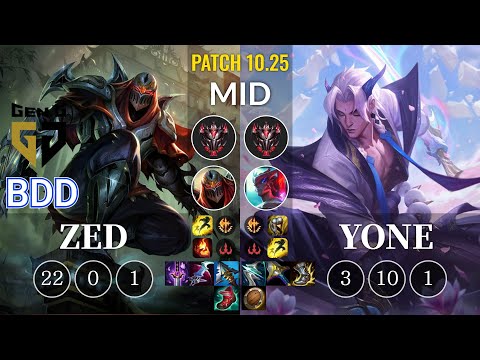 GEN Bdd Zed vs Yone Mid - KR Patch 10.25