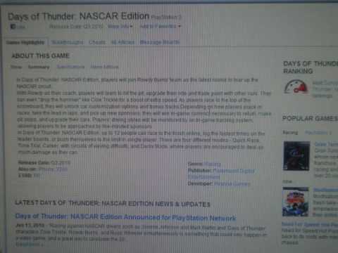 Days of Thunder : NASCAR Edition Playstation 3