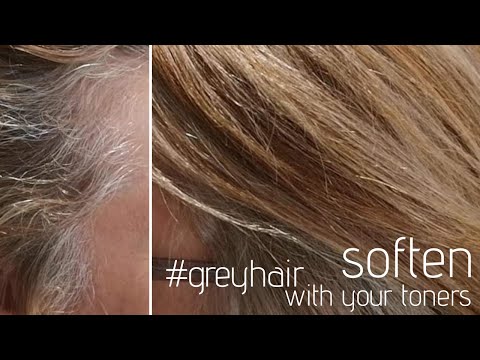 how to TONE highlights to BLEND grey hair