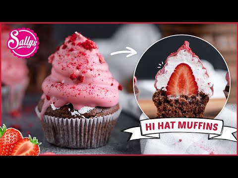 Erdbeer Hi-Hat Cupcakes / Schaumkuss Muffins / Sallys Welt