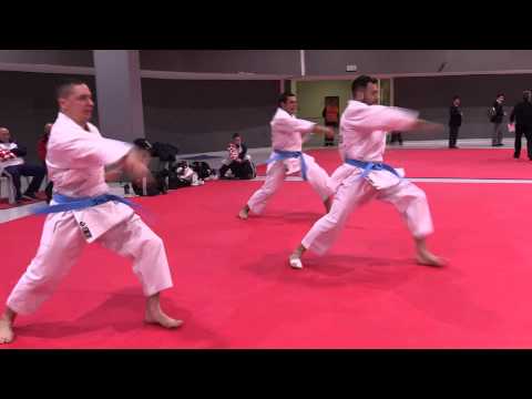 Male Team Kata CROATIA preparing for the Bronze medal match. 2015 European Karate Championships