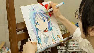 コピックとマッキーで色紙に絵を描く「愛まどんな作業用 #9」